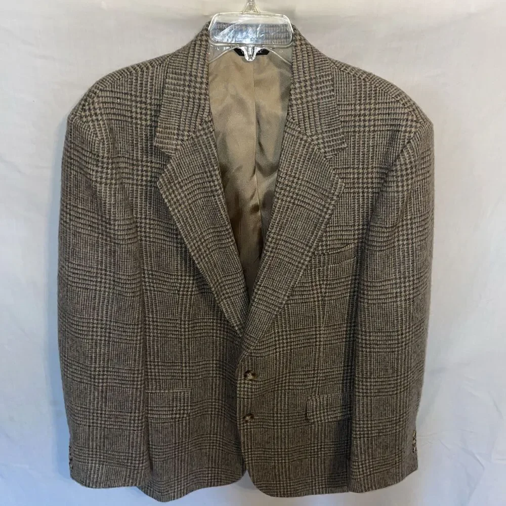 Orvis Men’s Dress Blazer Size 42L Gray Houndstooth Plaid Going Out Party